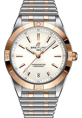 Breitling Chronomat Automatic 36 Watch - Steel and 18K Red Gold - White Dial - Metal Bracelet - U10380101A1U1 - Luxury Time NYC