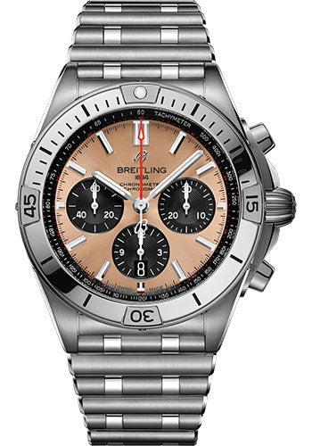 Breitling Chronomat B01 42 Watch - Stainless Steel - Copper Dial - Metal Bracelet - AB0134101K1A1 - Luxury Time NYC