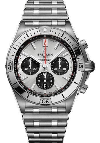 Breitling Chronomat B01 42 Watch - Stainless Steel - Silver Dial - Metal Bracelet - AB0134101G1A1 - Luxury Time NYC