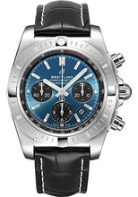 Load image into Gallery viewer, Breitling Chronomat B01 Chronograph 44 Watch - Steel - Blackeye Blue Dial - Black Croco Strap - Folding Buckle - AB0115101C1P4 - Luxury Time NYC