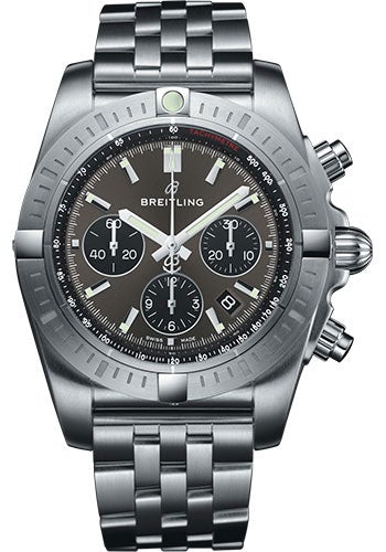 Breitling Chronomat B01 Chronograph 44 Watch - Steel Case - Blackeye Gray Dial - Steel Pilot Bracelet - AB0115101F1A1 - Luxury Time NYC