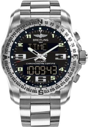 Breitling Cockpit B50 Watch - 46mm Titanium Case - Volcano Black Dial - Titanium Professional III Bracelet - EB501022/BD40/176E - Luxury Time NYC