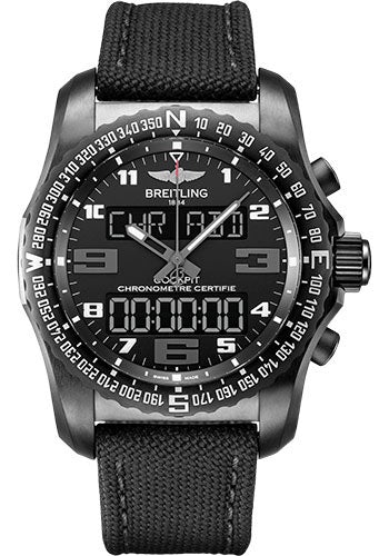 Breitling Cockpit B50 Watch - Black Titanium - Volcano Black Dial - Black Military Strap - Tang Buckle - VB5010221B1W1 - Luxury Time NYC