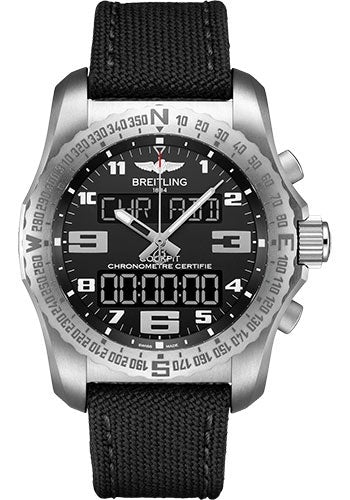 Breitling Cockpit B50 Watch - Titanium - Volcano Black Dial - Anthracite Military Strap - Tang Buckle - EB5010221B1W1 - Luxury Time NYC