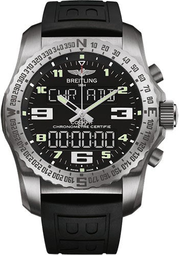 Breitling Cockpit B50 Watch - Titanium - Volcano Black Dial - Black Diver Pro III Strap - Folding Buckle - EB5010221B1S1 - Luxury Time NYC