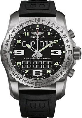 Breitling Cockpit B50 Watch - Titanium - Volcano Black Dial - Black Diver Pro III Strap - Folding Buckle - EB5010221B1S1 - Luxury Time NYC