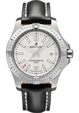 Load image into Gallery viewer, Breitling Colt 41 Automatic Watch - Steel - Silver Dial - Black Leather Strap - Folding Buckle - A17313101G1X2 - Luxury Time NYC