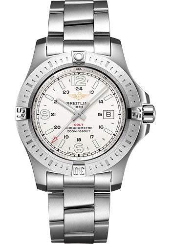 Breitling Colt Quartz Watch - Steel - Silver Dial - Steel Bracelet - A74388111G1A1 - Luxury Time NYC