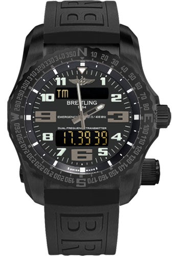 Breitling Emergency Night Mission Watch - 51mm Black Titanium Case - Volcano Black Dial - Black Diver Pro III Strap - V7632522/BC46/156S/V20DSA.4 - Luxury Time NYC
