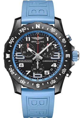 Breitling Endurance Pro Watch - Breitlight® - Black Dial - Blue Rubber Strap - Tang Buckle - X82310281B1S1 - Luxury Time NYC