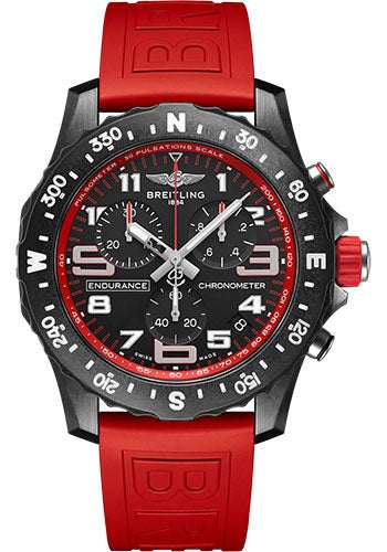 Breitling Endurance Pro Watch - Breitlight® - Black Dial - Red Rubber Strap - Tang Buckle - X82310D91B1S1 - Luxury Time NYC