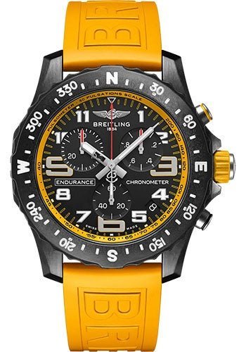 Breitling Endurance Pro Watch - Breitlight¬Æ - Black Dial - Yellow Rubber Strap - Tang Buckle - X82310A41B1S1 - Luxury Time NYC
