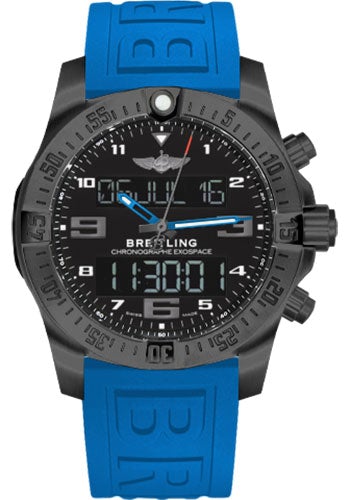 Breitling Exospace B55 Night Mission Bluetooth Chronograph Watch - 46mm Black Titanium Case - Volcano Black Dial - Blue Black Twinpro Strap - VB5510H21B1S1 - Luxury Time NYC