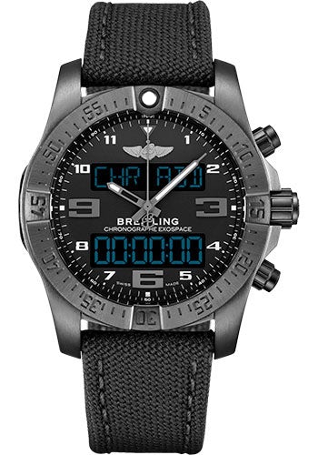 Breitling Exospace B55 Watch - Black Titanium - Volcano Black Dial - Anthracite Military Strap - Tang Buckle - VB5510H11B1W1 - Luxury Time NYC
