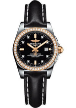Load image into Gallery viewer, Breitling Galactic 29 Sleek Watch - Steel &amp; rose Gold, gem-set bezel - Trophy Black Diamond Dial - Black Leather Strap - Tang Buckle - C7234853/BE86/477X/A12BA.1 - Luxury Time NYC