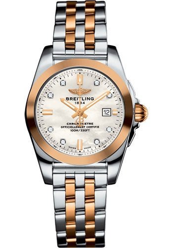 Breitling Galactic 29 Sleek Watch - Steel & rose Gold - Pearl Diamond Dial - Steel And Rose Gold Bracelet - C7234812/A792/791C - Luxury Time NYC