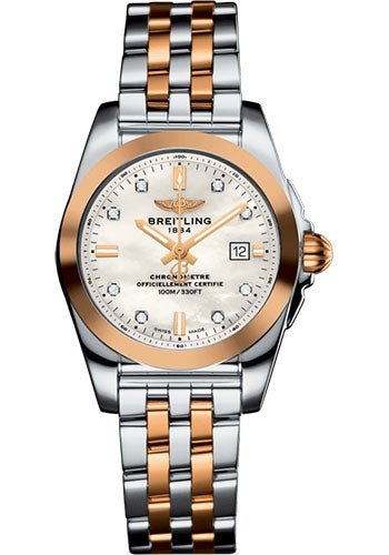 Breitling Galactic 29 Sleek Watch - Steel & rose Gold - Pearl Diamond Dial - Steel And Rose Gold Bracelet - C7234812/A792/791C - Luxury Time NYC