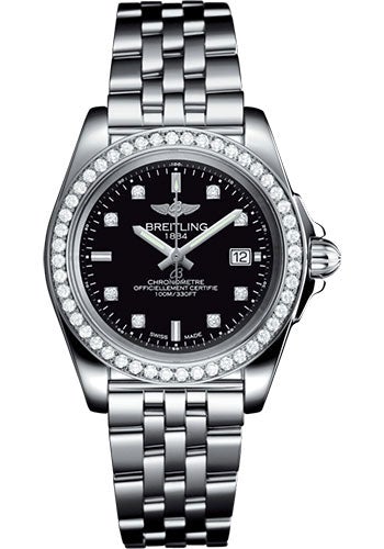 Breitling Galactic 32 Sleek Watch - Stainless Steel - Black Dial - Metal Bracelet - A71330531B1A1 - Luxury Time NYC