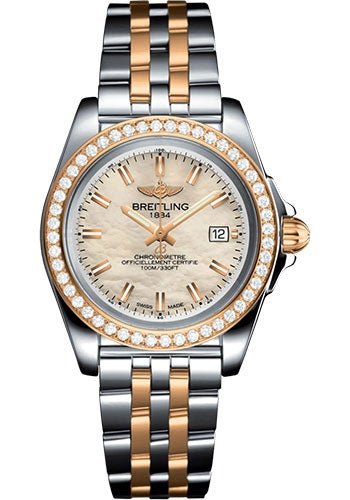 Breitling Galactic 32 Sleek Watch - Steel and 18K Rose Gold - Mother-Of-Pearl Dial - Metal Bracelet - C71330531A1C1 - Luxury Time NYC