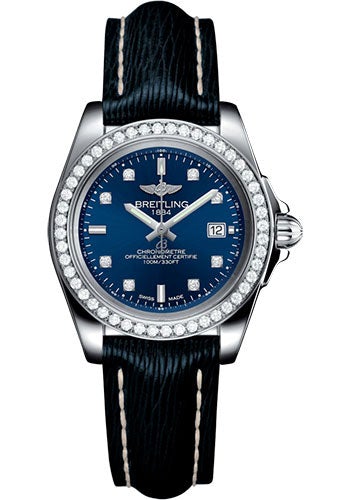 Breitling Galactic 32 Sleek Watch - Steel - Horizon Blue Diamond Dial - Blue Sahara Strap - Tang Buckle - A7133053/C966/210X/A14BA.1 - Luxury Time NYC