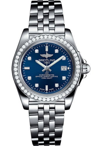 Breitling Galactic 32 Sleek Watch - Steel - Horizon Blue Diamond Dial - Steel Bracelet - A7133053/C966/792A - Luxury Time NYC