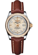 Load image into Gallery viewer, Breitling Galactic 32 Sleek Watch - Steel &amp; rose Gold, gem-set bezel - Mother-Of-Pearl Diamond Dial - Brown Sahara Strap - Tang Buckle - C7133053/A803/211X/A14BA.1 - Luxury Time NYC