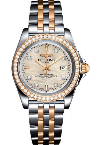Breitling Galactic 32 Sleek Watch - Steel & rose Gold, gem-set bezel - Mother-Of-Pearl Diamond Dial - Steel And Rose Gold Bracelet - C7133053/A803/792C - Luxury Time NYC
