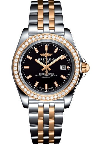 Breitling Galactic 32 Sleek Watch - Steel & rose Gold, gem-set bezel - Trophy Black Dial - Steel And Rose Gold Bracelet - C7133053/BF65/792C - Luxury Time NYC