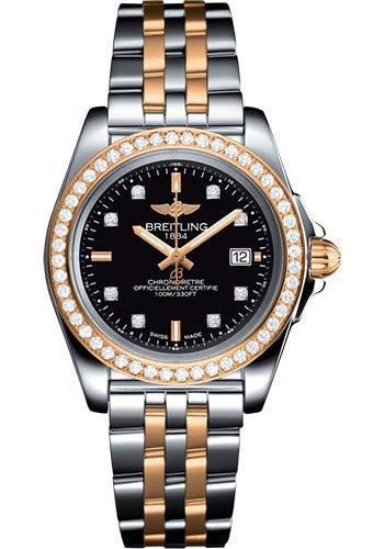 Breitling Galactic 32 Sleek Watch - Steel & rose Gold, gem-set bezel - Trophy Black Diamond Dial - Steel And Rose Gold Bracelet - C7133053/BF64/792C - Luxury Time NYC