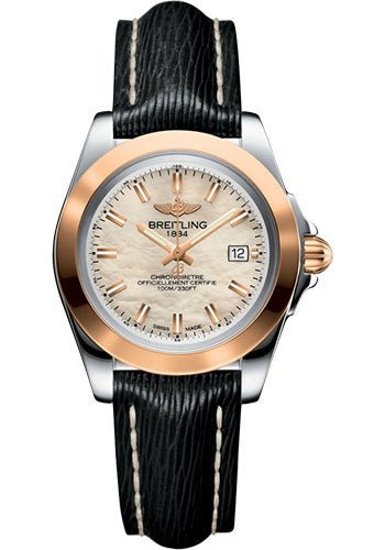 Breitling Galactic 32 Sleek Watch - Steel & rose Gold - Mother-Of-Pearl Dial - Black Sahara Strap - C7133012/A802/208X/A14BA.1 - Luxury Time NYC
