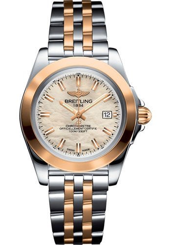Breitling Galactic 32 Sleek Watch - Steel & rose Gold - Mother-Of-Pearl Dial - Two-Tone Bracelet - C71330121A1C1 - Luxury Time NYC