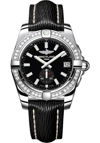 Breitling Galactic 36 Automatic Watch - Stainless Steel - Black Dial - Black Calfskin Leather Strap - Tang Buckle - A37330531B1X1 - Luxury Time NYC