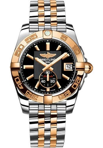 Breitling Galactic 36 Automatic Watch - Steel and 18K Rose Gold - Black Dial - Metal Bracelet - C37330121B1C1 - Luxury Time NYC