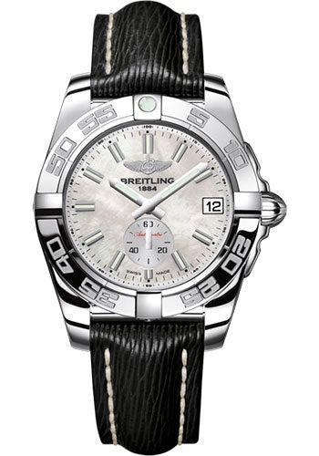 Breitling Galactic 36 Automatic Watch - Steel - Mother-Of-Pearl Dial - Black Sahara Strap - A3733012/A788/213X/A16BA.1 - Luxury Time NYC