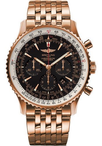 Breitling Navitimer 01 (46 mm) Watch - Red Gold - Black/Gold Dial - Red Gold Bracelet Limited Edition - RB0127E6/BF16/443R - Luxury Time NYC