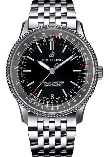 Breitling Navitimer 1 Automatic 38 Watch - Steel Case - Black Dial - Steel Navitimer Bracelet - A17325241B1A1 - Luxury Time NYC