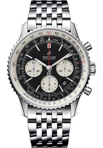 Breitling Navitimer 1 B01 Chronograph 43 Watch - Steel Case - Black Dial - Steel Pilot Bracelet - AB0121211B1A1 - Luxury Time NYC