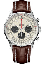 Load image into Gallery viewer, Breitling Navitimer 1 B01 Chronograph 43 Watch - Steel Case - Mercury Silver Dial - Brown Croco Strap - AB0121211G1P1 - Luxury Time NYC