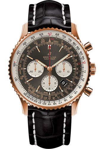 Breitling Navitimer 1 B01 Chronograph 46 Watch - Red Gold Case - Anthracite Dial - Black Croco Strap - RB0127121F1P1 - Luxury Time NYC