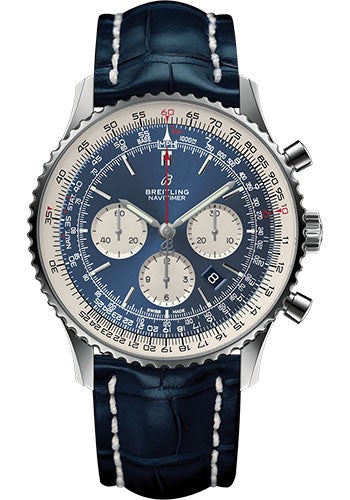 Breitling Navitimer 1 B01 Chronograph 46 Watch - Steel Case - Aurora Blue Dial - Blue Croco Strap - AB0127211C1P1 - Luxury Time NYC