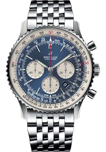 Breitling Navitimer 1 B01 Chronograph 46 Watch - Steel Case - Aurora Blue Dial - Steel Navitimer Bracelet - AB0127211C1A1 - Luxury Time NYC