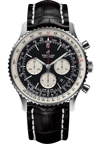Breitling Navitimer 1 B01 Chronograph 46 Watch - Steel Case - Black Dial - Black Croco Strap - AB0127211B1P1 - Luxury Time NYC
