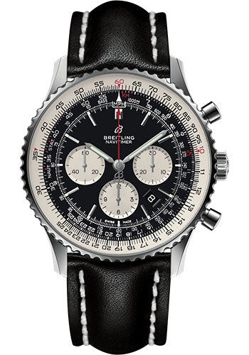 Breitling Navitimer 1 B01 Chronograph 46 Watch - Steel Case - Black Dial - Black Leather Strap - AB0127211B1X1 - Luxury Time NYC
