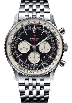 Breitling Navitimer 1 B01 Chronograph 46 Watch - Steel Case - Black Dial - Steel Navitimer Bracelet - AB0127211B1A1 - Luxury Time NYC