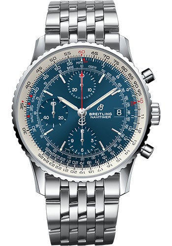 Breitling Navitimer 1 Chronograph 41 Watch - Steel Case - Aurora Blue Dial - Steel Pilot Bracelet - A13324121C1A1 - Luxury Time NYC