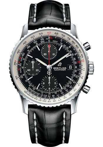 Breitling Navitimer 1 Chronograph 41 Watch - Steel Case - Black Dial - Black Croco Strap - A13324121B1P1 - Luxury Time NYC