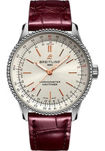 Load image into Gallery viewer, Breitling Navitimer Automatic 35 Watch - Stainless Steel - Silver Dial - Burgundy Alligator Leather Strap - Folding Buckle - A17395F41G1P2 - Luxury Time NYC