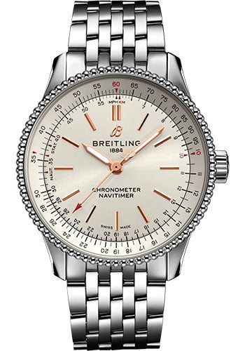 Breitling Navitimer Automatic 35 Watch - Stainless Steel - Silver Dial - Metal Bracelet - A17395F41G1A1 - Luxury Time NYC