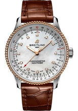 Load image into Gallery viewer, Breitling Navitimer Automatic 35 Watch - Steel and 18K Rose Gold - Mother-Of-Pearl Dial - Brown Alligator Leather Strap - Folding Buckle - U17395211A1P2 - Luxury Time NYC
