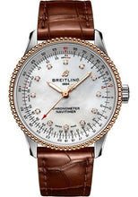 Load image into Gallery viewer, Breitling Navitimer Automatic 35 Watch - Steel and 18K Rose Gold - Mother-Of-Pearl Dial - Brown Alligator Leather Strap - Tang Buckle - U17395211A1P1 - Luxury Time NYC